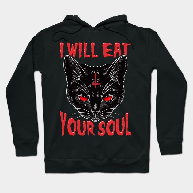 I Will Eat Your Soul I Satanic Occult Cat design Hoodie by biNutz